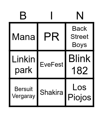 Bingo rockero Bingo Card