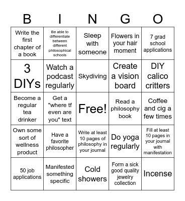2026 Vision Board Bingo Card