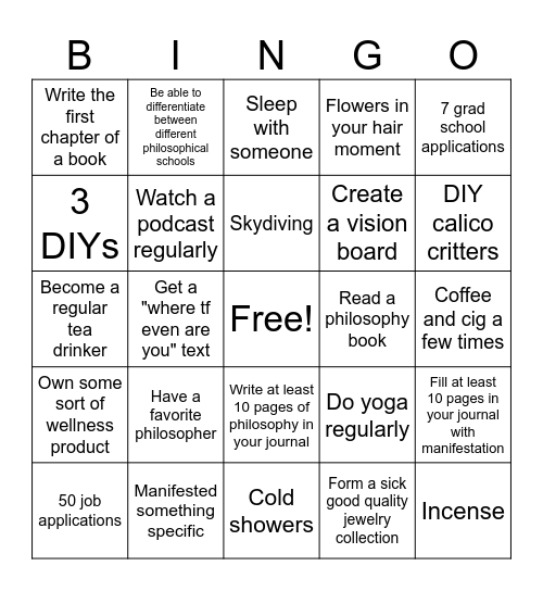 2026 Vision Board Bingo Card