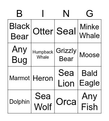 Vancouver Nature Bingo Card