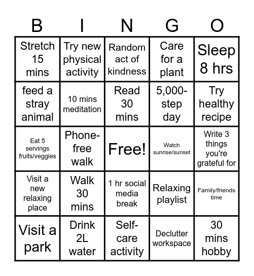 WELLNESS BINGO Card