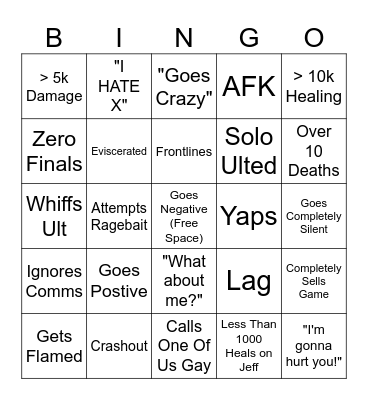 Marvel Rivals Korbyn Bingo Card