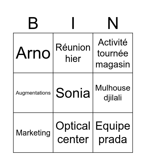 Bingo boubou Bingo Card