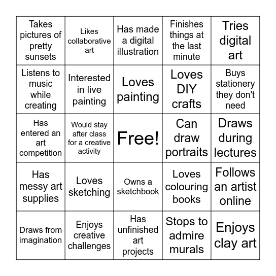 ART MASTERS CLUB/ चित्रालेखा SOCIETY Bingo Card
