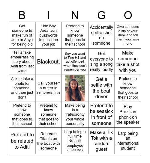 ADITI’S BDAY BINGO Card