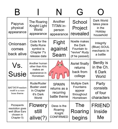 deltarune chapter 6 bingo Card