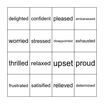 Feelings Bingo Card