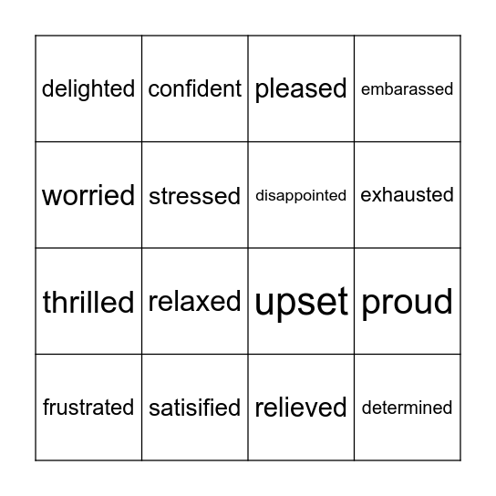 Feelings Bingo Card
