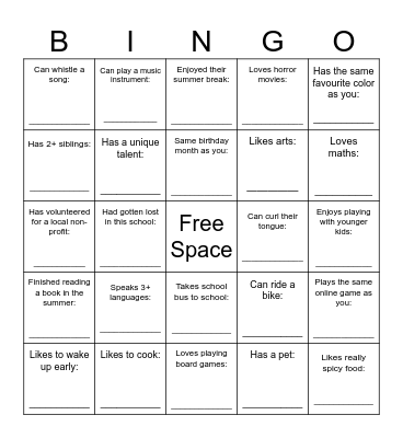 Find someone who... Bingo Card