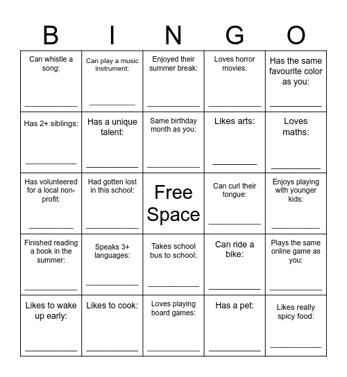 Find someone who... Bingo Card
