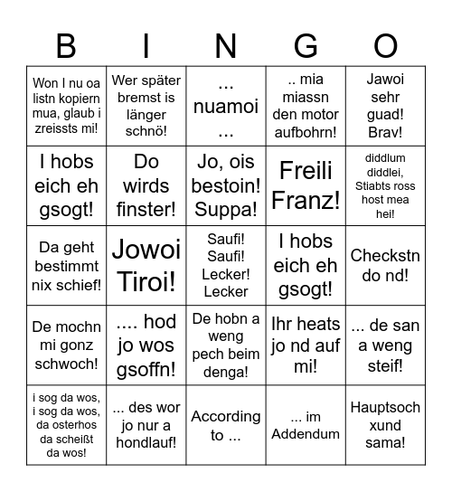 Legendary Hannes Bingo Card