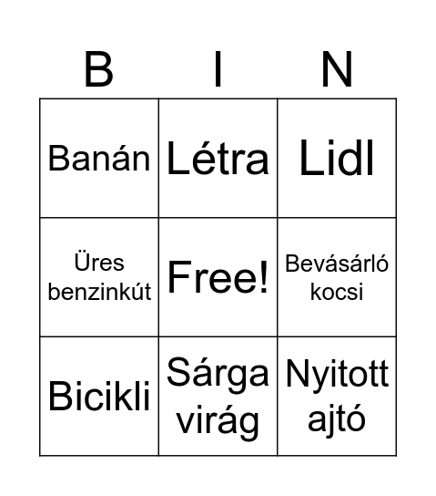Busz Bingo Card