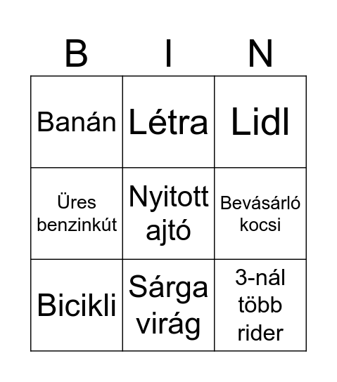 Busz Bingo Card