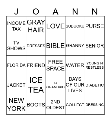 MOMA/GRANNY Bingo Card