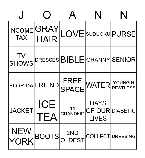 MOMA/GRANNY Bingo Card