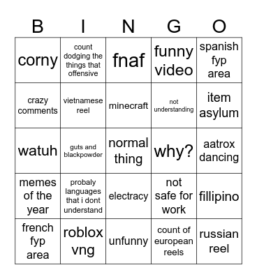 random tiktok bingo rn Bingo Card