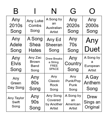Category Bingo Card