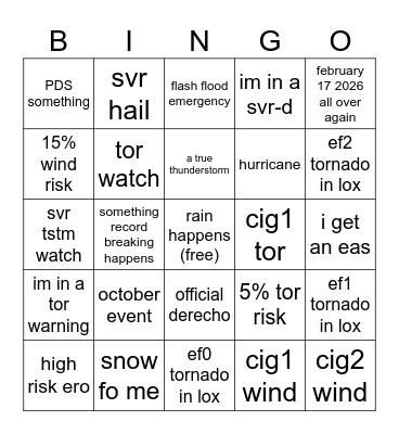 2026-2027 WET SEASON BINGO Card