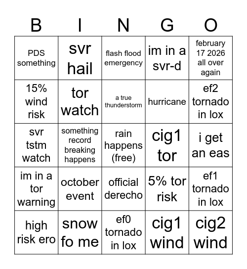 2026-2027 WET SEASON BINGO Card