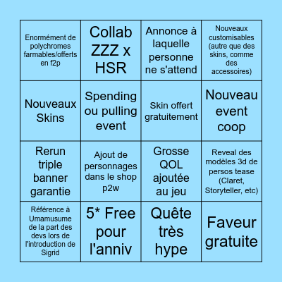 Bingo live ZZZ Bingo Card