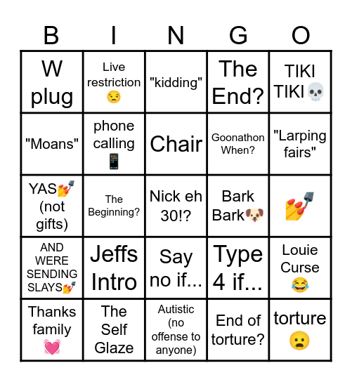 FIRES BINGO Card