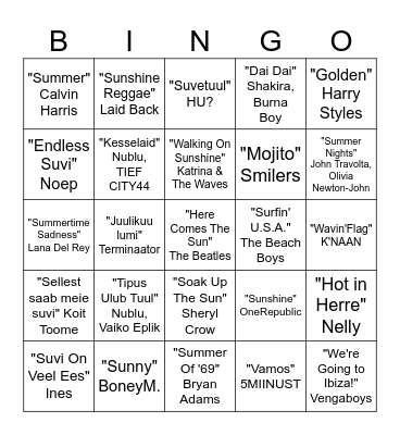 Suve BINGO Card