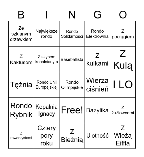 Rajd Rond Rybnickich Bingo Card