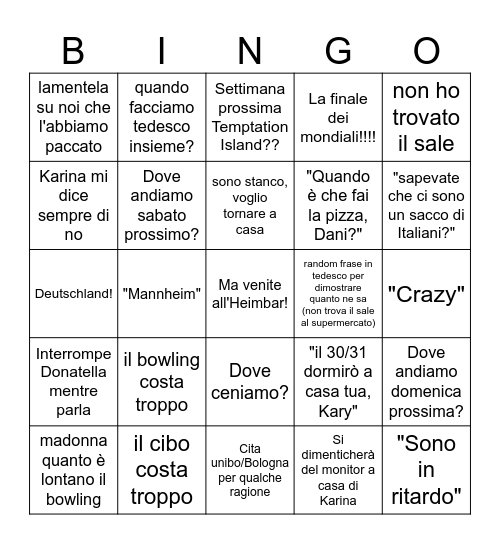Cosa dirà Eyad 18/07 Bingo Card