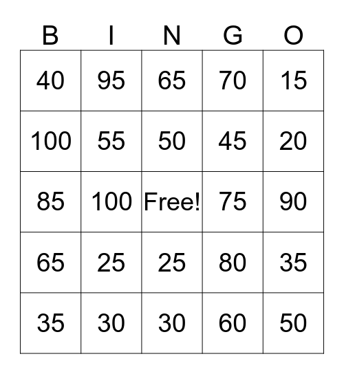 Double Digit Addition BINGO Card