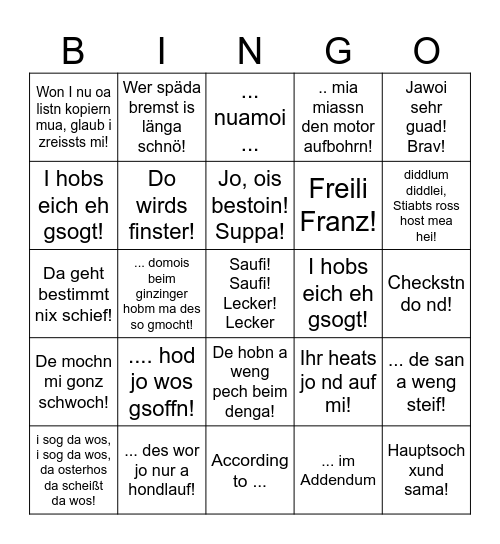 Legendary Hannes Bingo Card