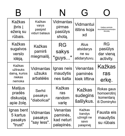 BINGO😛😛😛😛 Bingo Card