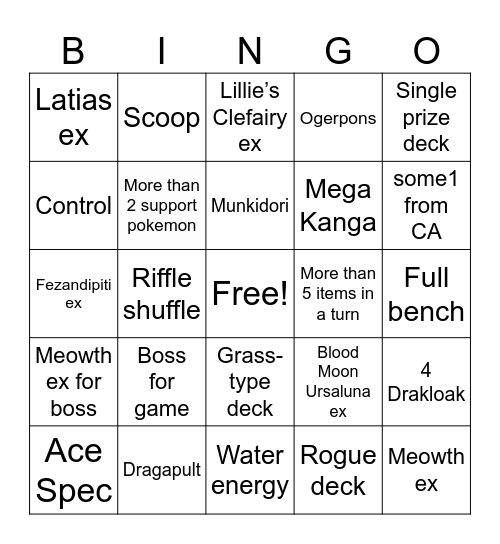 POKÉMON TCG Bingo Card