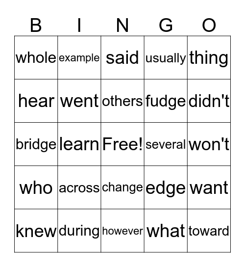 3rd grade February 17th, 2017 Bingo Card