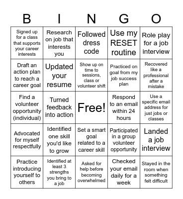 2026 Career Development Bingo Card