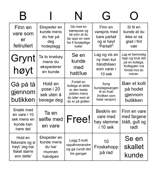 Butikkbingo Card