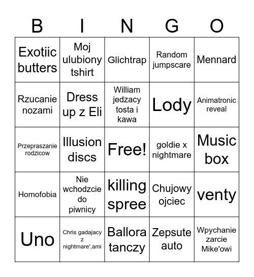 Williams family visits Afton family bingo Card