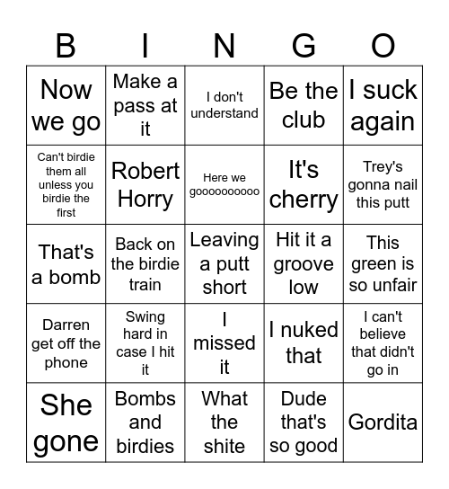 Patrickisms Bingo Card
