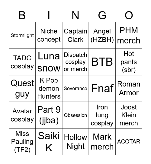 CT CON Bingo Card
