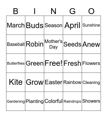 Spring Fling Bingo Card