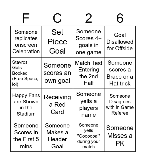 Scruffy City Cup Bingo - 2026 Bingo Card