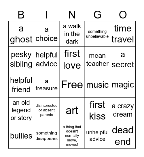 Creepers Summer Reading Bingo Card