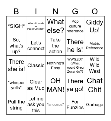BTA Phrases Bingo Card
