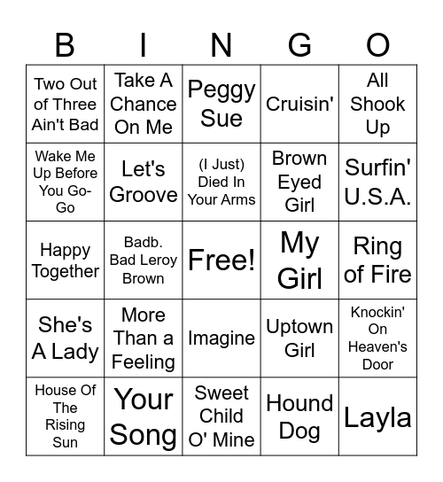 Music Bingo! Bingo Card