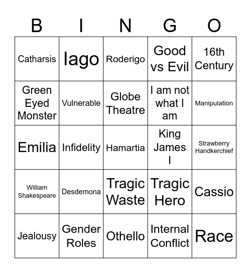 Othello Bingo Card