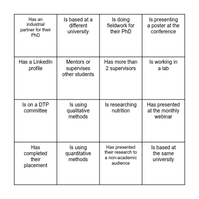 One person per square - Add their name Bingo Card