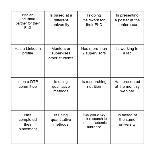 One person per square - Add their name Bingo Card