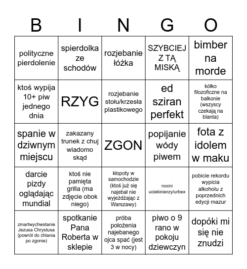 MAZURSKIE BINGO Card