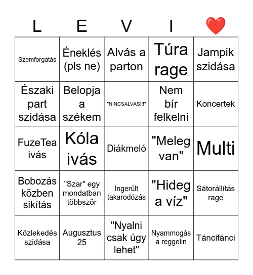 Mester BINGO Card