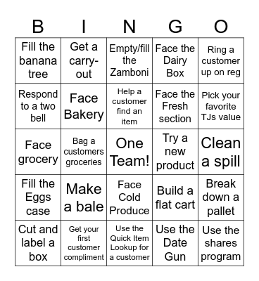 Crew Member Milestones Bingo Card