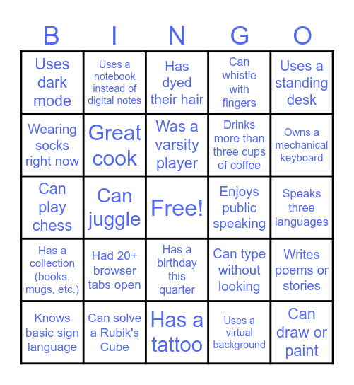 iDENTIFY Bingo Card